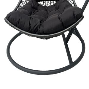 Nest swing with Soleil base, black metal - natural pera rattan with black cushion 120x95x195cm