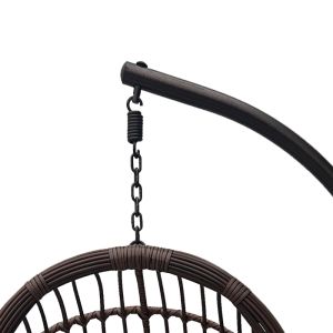 Nest swing with base Cungo metal brown-brown rattan with beige cushion 125x105x195cm