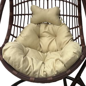 Nest swing with base Cungo metal brown-brown rattan with beige cushion 125x105x195cm