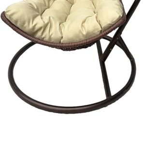 Nest swing with base Soleil, brown metal - brown polyrattan with beige cushion, 120x95x195 cm