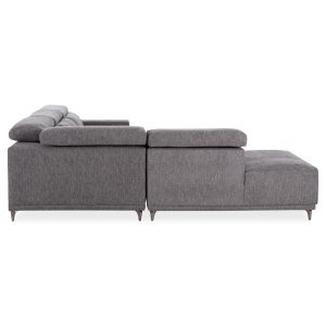Ляв ъглов 5-местен диван с регулираща се голема Lunaris SM3316.01L сив плат 307X267X94В