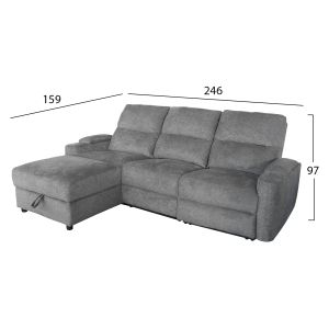 ЛЯВ ЪГЛОВ ДИВАН SYNTHIA HM3308.03L С МЯСТО ЗА СЪХРАНЕНИЕ - СИВ ПЛАТ 246X159X97ВСМ.