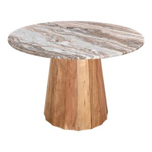 Ezerdian table solid acacia wood in natural color and marble top Diameter 150x76 cm