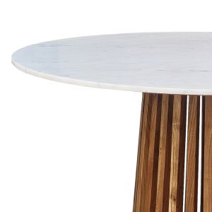 Marble Bold table, solid acacia wood base, natural, with white marble top 150 mm D120x76cm