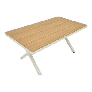 Thorio table made of plywood in natural aluminum in a white shade 160x90x75cm