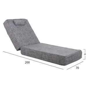 Low beach lounger Ikaria HM10623.05 pine wood in natural color - gray textile - cushion 20 cm