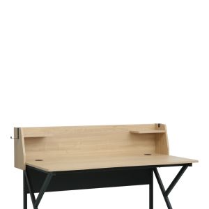 Офис бюро Spaco в естествен нюанс - черни метални крака 123x61.5x100.5см