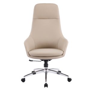 Офис стол Bekker HM18359.02 бежова изкуствена кожа - хромирана основа 67X67X126ВСМ.