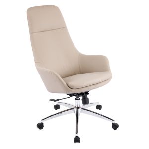 Офис стол Bekker HM18359.02 бежова изкуствена кожа - хромирана основа 67X67X126ВСМ.