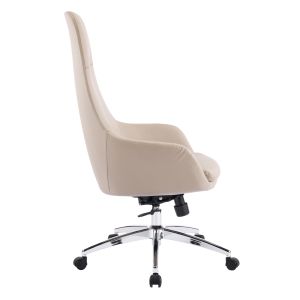 Офис стол Bekker HM18359.02 бежова изкуствена кожа - хромирана основа 67X67X126ВСМ.
