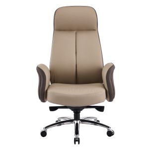 Офис стол Dramon HM18356.02 бежово-кафява изкуствена кожа - хромирана основа 66X70X132.5ВСМ.