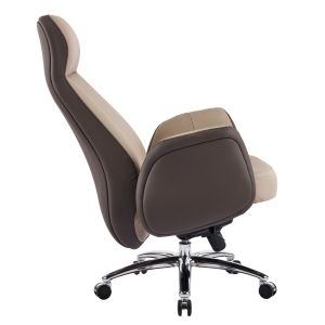 Офис стол Dramon HM18356.02 бежово-кафява изкуствена кожа - хромирана основа 66X70X132.5ВСМ.