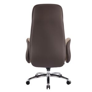 Офис стол Dramon HM18356.02 бежово-кафява изкуствена кожа - хромирана основа 66X70X132.5ВСМ.