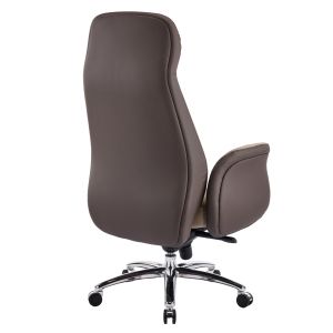 Офис стол Dramon HM18356.02 бежово-кафява изкуствена кожа - хромирана основа 66X70X132.5ВСМ.