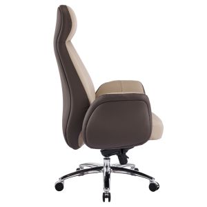 Офис стол Dramon HM18356.02 бежово-кафява изкуствена кожа - хромирана основа 66X70X132.5ВСМ.