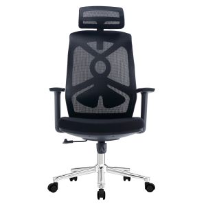 Офис стол Flexora HM1213.01 черен мрежестен плат - хромирана основа 60X63X125ВСМ.