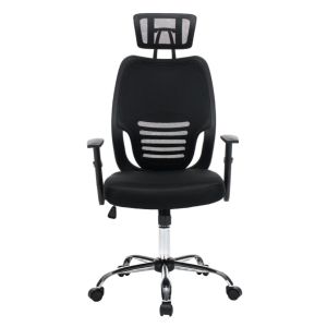 Офис стол HM1206.01 черен мрежестен плат - хромирана основа 63X64X122ВСМ.