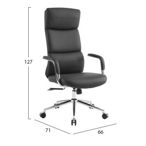 Офис стол Meite HM18353.01 черна изкуствена кожа - хромирана основа 66X71X127ВСМ.