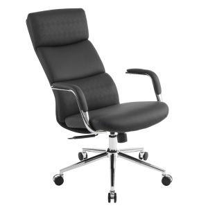 Офис стол Meite HM18353.01 черна изкуствена кожа - хромирана основа 66X71X127ВСМ.