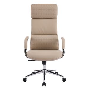 Офис стол Meite HM18353.02 бежова изкуствена кожа - хромирана основа 66X71X127ВСМ.