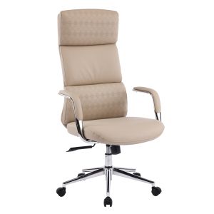 Офис стол Meite HM18353.02 бежова изкуствена кожа - хромирана основа 66X71X127ВСМ.