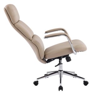 Офис стол Meite HM18353.02 бежова изкуствена кожа - хромирана основа 66X71X127ВСМ.