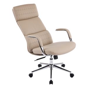 Офис стол Meite HM18353.02 бежова изкуствена кожа - хромирана основа 66X71X127ВСМ.