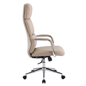 Офис стол Meite HM18353.02 бежова изкуствена кожа - хромирана основа 66X71X127ВСМ.