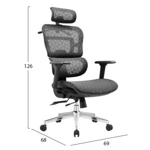 Офис стол Moden HM1215.01 черен мрежестен плат - хромирана основа 68X69X126ВСМ.