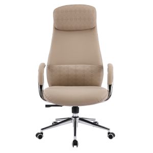Офис стол Sonty HM18354.02 бежова изкуствена кожа - хромирана основа 64X68X125ВСМ.