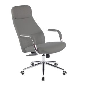 Офис стол Sonty HM18354.10 сива изкуствена кожа - хромирана основа 64X68X125ВСМ.