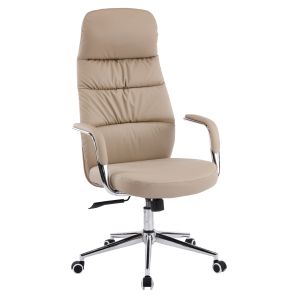 Офис стол Teeter HM18355.02 бежова изкуствена кожа - хромирана основа 67X66X121ВСМ.