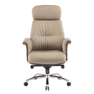 Офис стол Tomlin HM18358.02 бежово-кафява изкуствена кожа - хромирана основа 72X74X128ВСМ.