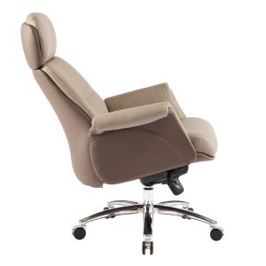 Офис стол Tomlin HM18358.02 бежово-кафява изкуствена кожа - хромирана основа 72X74X128ВСМ.