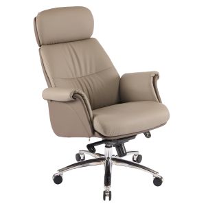 Офис стол Tomlin HM18358.02 бежово-кафява изкуствена кожа - хромирана основа 72X74X128ВСМ.