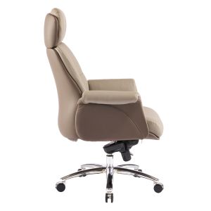 Офис стол Tomlin HM18358.02 бежово-кафява изкуствена кожа - хромирана основа 72X74X128ВСМ.