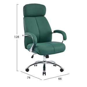 Офис стол Toren HM18357.07 зелена изкуствена кожа - хромирана основа 66X74X128ВСМ