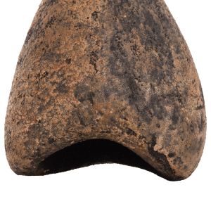 Полилей с камък и изкуствена вълна (s) HM4417.03 сиво/кафяво -- 37X30X45 см.