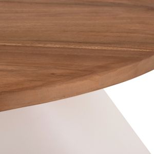 Side table Aida HM4692.02 fiber cement in white -- teak top 47X60X59 cm.