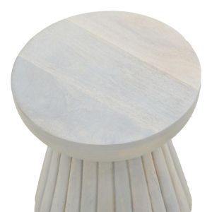 Side table Nemira solid mango wood white D30x35cm