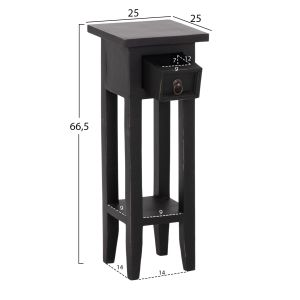 Помощна маса Ramu HM9484.02 махагоново дърво с чекмедже в черно 25X25X66.5 см.