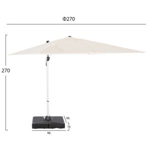 Professional umbrella 2.7X2.7M with water base Javante HM10857.02 white aluminum with shade