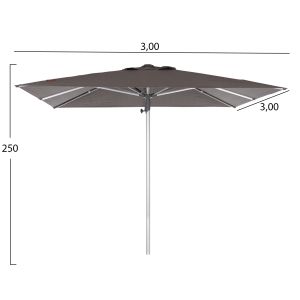 Professional umbrella 3X3M Gladell HM6604.01 gray acrylic - anodized aluminum