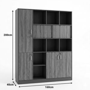 Професионална библиотека Bokanza орех-антрацит 160x40x200см