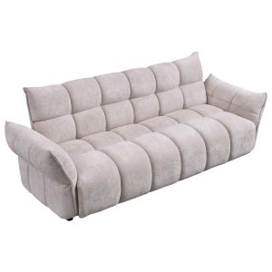 Разтегащ диван Melu HM3314.02 бежов плат - седалка с пружини с джоб 240-250X90X85ВСМ.