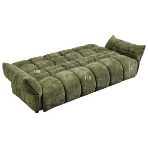 Разтегащ диван Melu HM3314.03 зелен плат - седалка с пружини с джоб 240-250X90X85ВСМ.