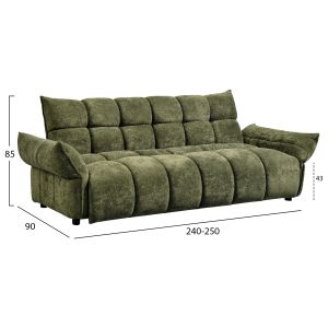 Разтегащ диван Melu HM3314.03 зелен плат - седалка с пружини с джоб 240-250X90X85ВСМ.