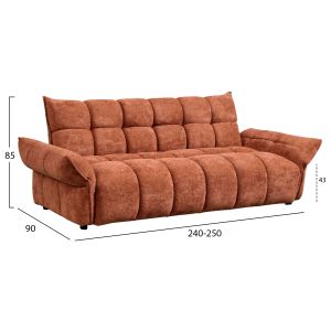 Разтегащ диван Melu HM3314.04 теракотов плат - седалка с джобни пружини 240-250X90X85ВСМ.