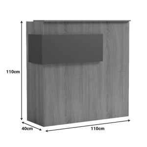 Рецепция Optima с LED осветление, цвят sonoma-antracit, 110x40x110 см