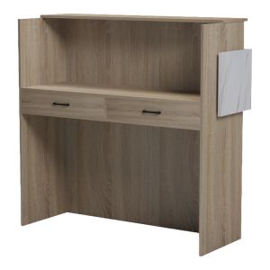 Рецепция Optima с LED осветление, цвят sonoma-white, marlbew look, 110x40x110 см